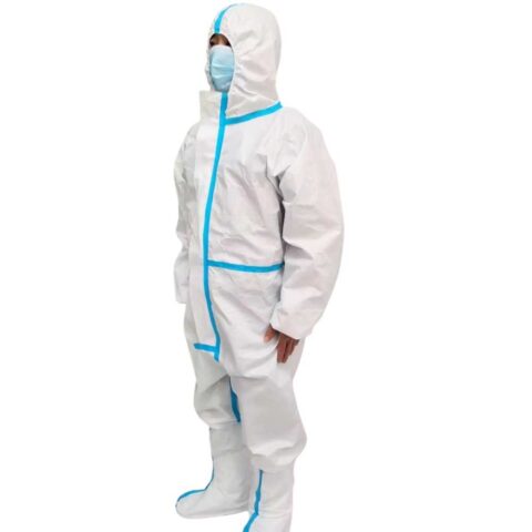Microporous Coverall with Adhesive Tape